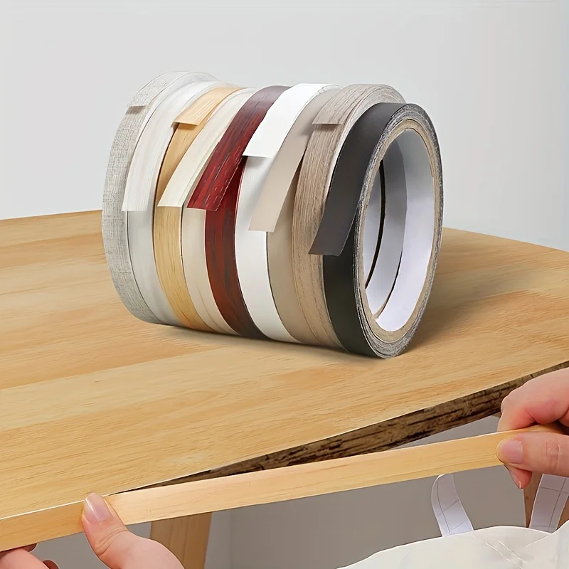 1 Roll 10m/393.7in Upgraded Self-Adhesive Flexible Wood Grain Edge Banding, Thin Veneer Edge Protector Tape for Cabinets