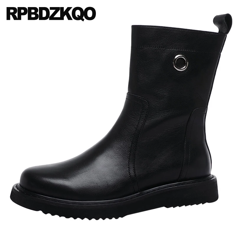 

Zip Up Riding Boots Runway Designer Shoes Men High Quality Stylish Autumn Full Grain Genuine Leather Short Ankle Zipper Metalic