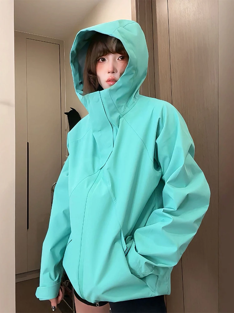 Dopne Orange Damen Jaet American Sle Tee-Proof Kapuzen-Outdoor-Anzug für Radfahren, Sport und Klettern aus Polyester/Nylon Cosit...