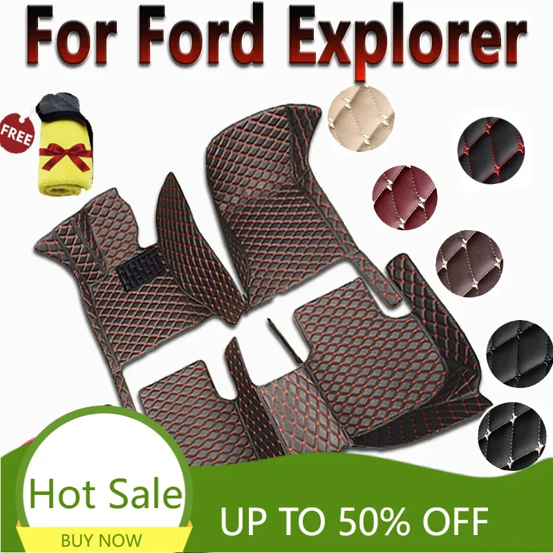 Car Floor Mat For Ford Explorer Classic U502 7seat 2016~2019 Non-slip Pad Waterproof Pads Rugs Leather Floor Mat Car Accessories