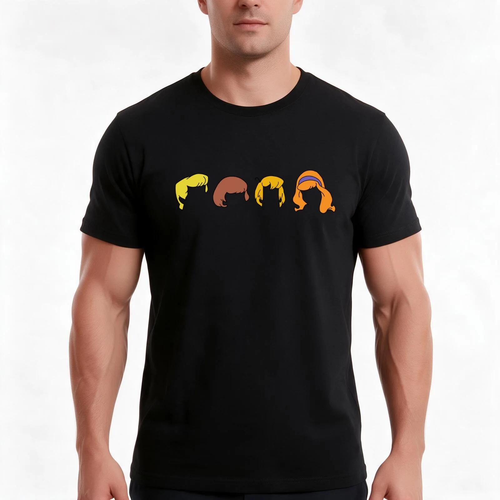 Mystery Inc - Hair Outline T-Shirt, Summer Casual Cotton Tee, Oversized Streetwear Tops, Vintage Graphic Print, Unisex Men Women