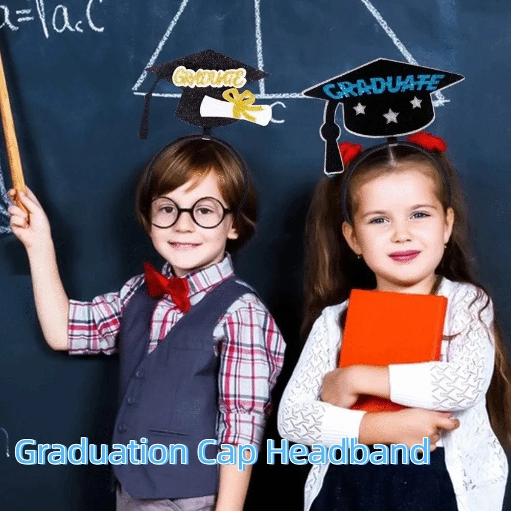 Celebrate Graduation Cap Headband Non-slip Shiny Bachelor Cap Hair Hoop Personality Colorful Graduation Hat Hairband