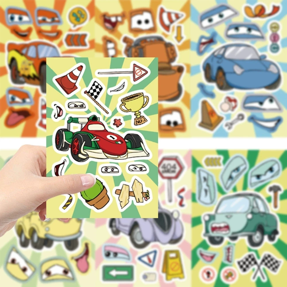 8/24 قطعة سباق الرسوم المتحركة جعل وجه DIY لوح التزلج الهاتف المحمول قلم رصاص القرطاسية الاطفال الديكور مكافأة ملصق مضاد للمياه