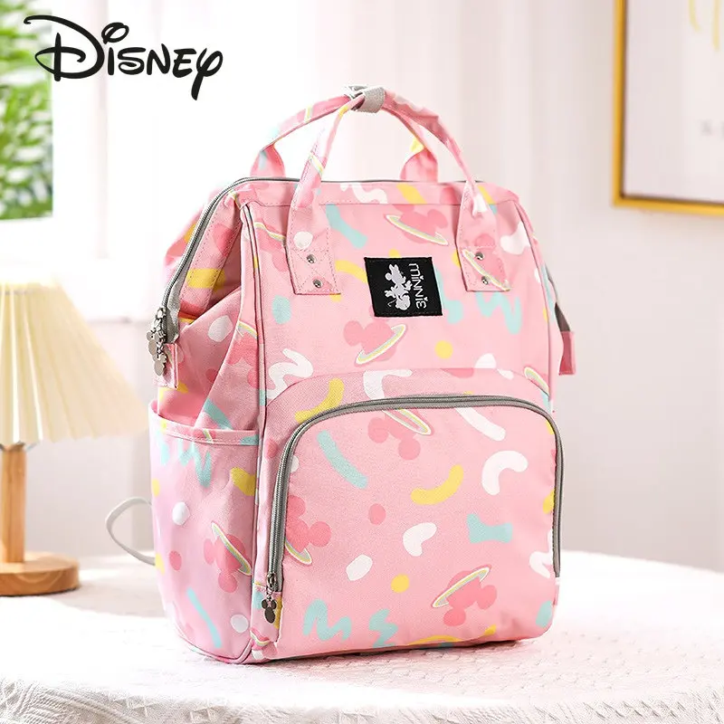 Disney Mickey New Fashion Mom's Bag Cartoon Large Capacity Baby Supplies Storage Bag Lightweight Multifunctional Backpack