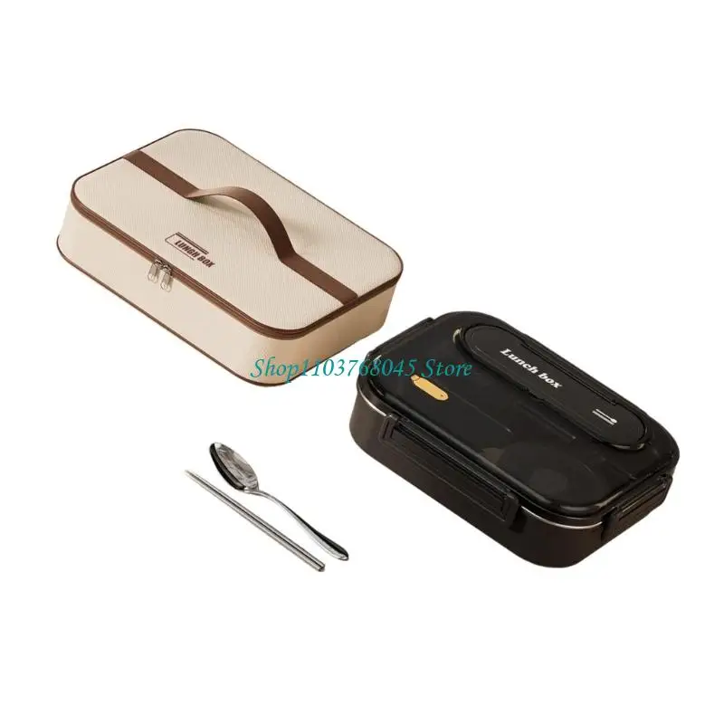 R53F Stainless Steel Thermal Lunch Container With Soup Bowl Spoon Chopsticks 5 Compartment Insulated Divided Bentos Box Set