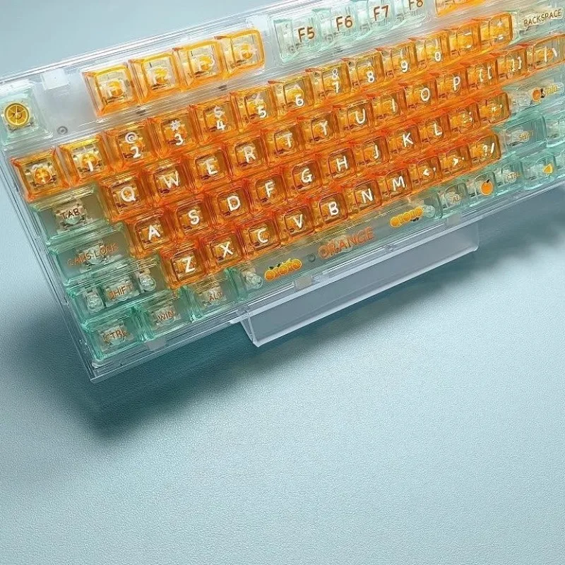 Imagem -02 - Keycaps Conjunto For Mechanical Keyboard Mda Profile Keycaps Keycaps Transparentes Mifuny Orange Theme pc Acessórios 132 Chaves