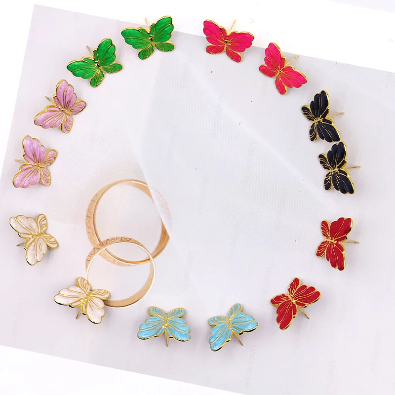 PRISCA | Stainless Steel Butterfly Dangle Earrings for Women.Colorful.Gold Doucment.1Pair.Korean Fashion Gifts. New