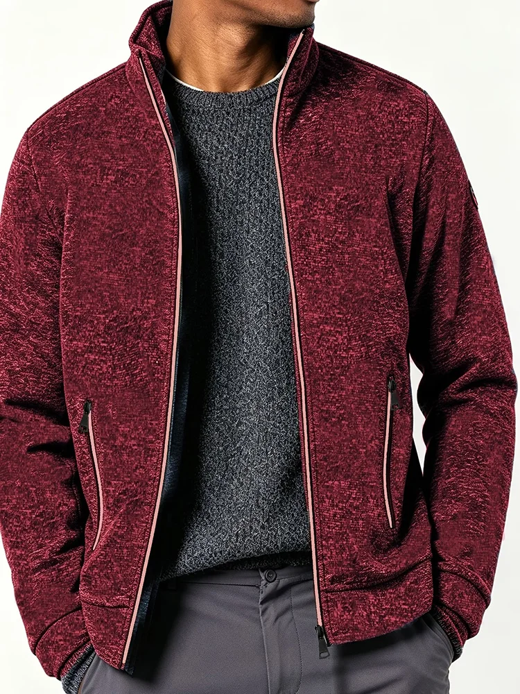 Herren-Sweatshirt-Jacke mit Reißverschluss, Stehkragen, winddicht, modisch, schlichter Stil, Streetwear, weicher Stoff, Freizeitkleidung, Herrenjacke. – Detail 6
