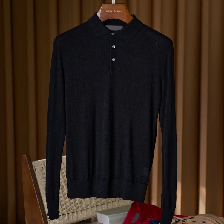 

Итальянская шерстяная трикотажная рубашка-поло с лацканами LP