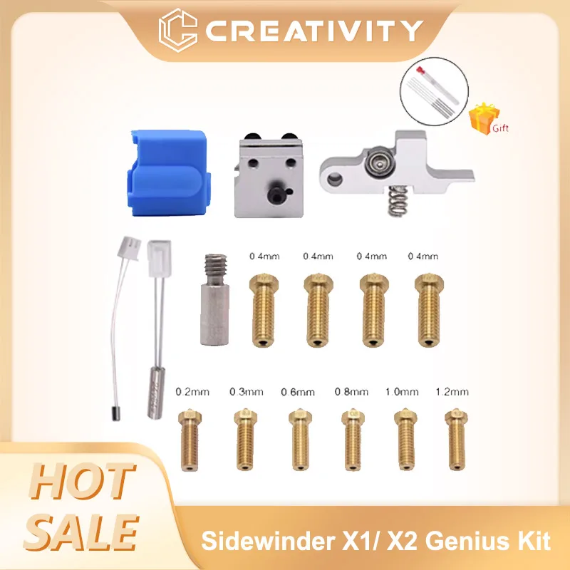 

Hotend Kit NTC100K Thermistor Heat Tube Heat Block Throat Volcano Nozzle for Artillery Sidewinder X1/X2 Genius 3D Printer Parts