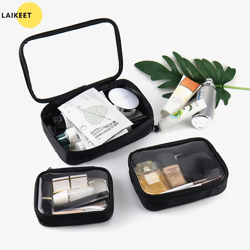Borsa per cosmetici trasparente impermeabile Custodia per trucco da donna Cerniera da viaggio Trucco trasparente Beauty Wash Organizer Kit di borse da toilette da bagno