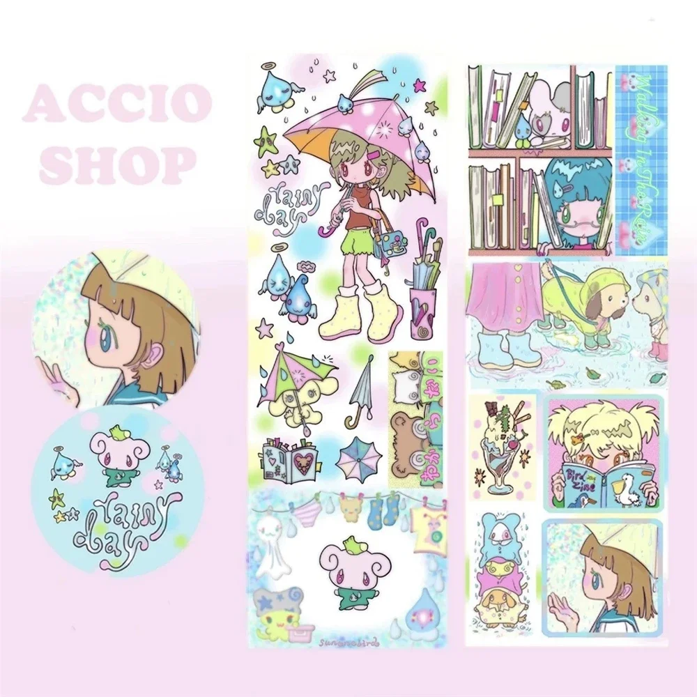 Handgezeichnete Niedliche Anime-Mädchen Aufkleber, Scrapbook Sticker Tape Bastelbedarf, Nicht-Rollbares Format – Detail 5