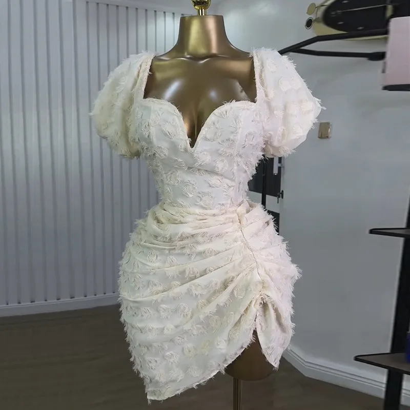 

Spring/Summer 2026 Sexy V-Neck Bubble Sleeve High Waist Short Dress