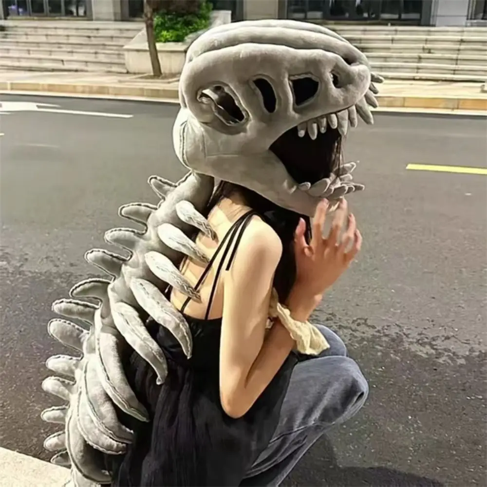 Exoskeleton Design Dinosaur Skeleton Mask Wearable Dinosaur Costume Easy To Wear Funny Funny Cosplay Headwear Carnival Event
