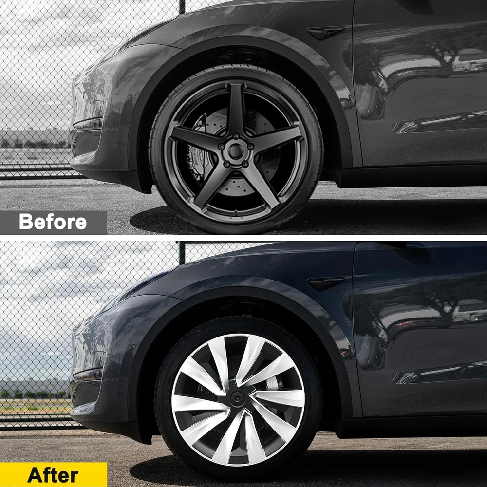4PCS 19-Inch Wheel Cover for Tesla New Model Y Juniper Performance Hub Caps Crossflow Tire Hubcaps Full Rims Accessories 2025-26