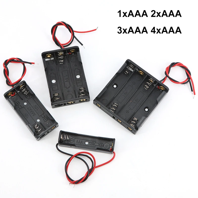 5PCS 1/2/3/4 Slot AAA Battery Case 1.5v 3v 4.5v 6v Box AAA Battery Holder Leads 1 2 3 4 Slot port 1xAAA 2XAAA 3XAAA 4XAAA