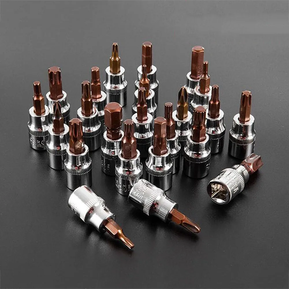 1pc 3/8 Inch Drive Hex Socket Bit H3 H4 H5 H6 H8 H10 T25 T30 T40 T50 T55 PH1 PH2 PH3 PZ1 PZ2 PZ3 Screwdriver Bits Hand Tools