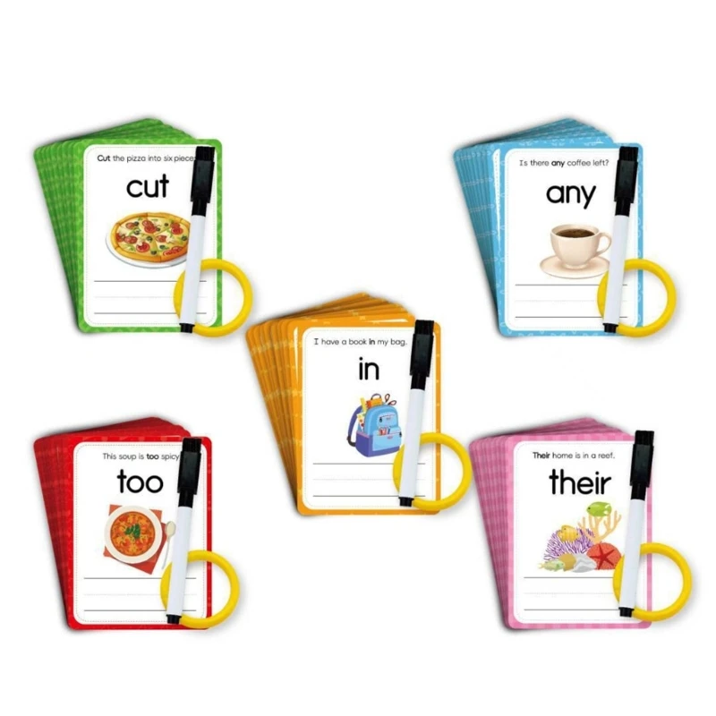 A2BA Erasable Sight Words Flashcards Kid Early Learning Word Card Double Sided Printed For Preschooler Children Toddler