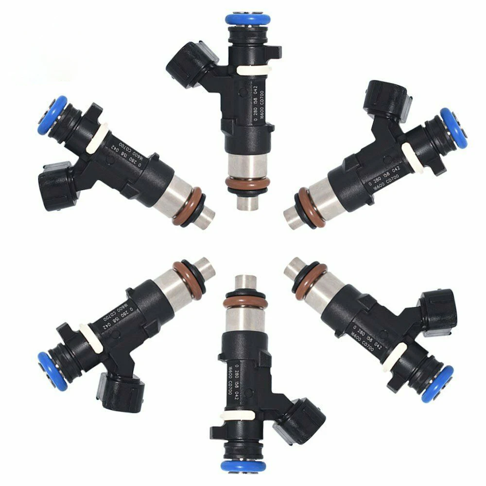 

6PCS 0280158042 Fuel Injector 16600-CD700 for Nissan Infiniti FX35 G35 M35 Q60 V35 350Z MURANO Teana 3.5L VQ35DE 03-09