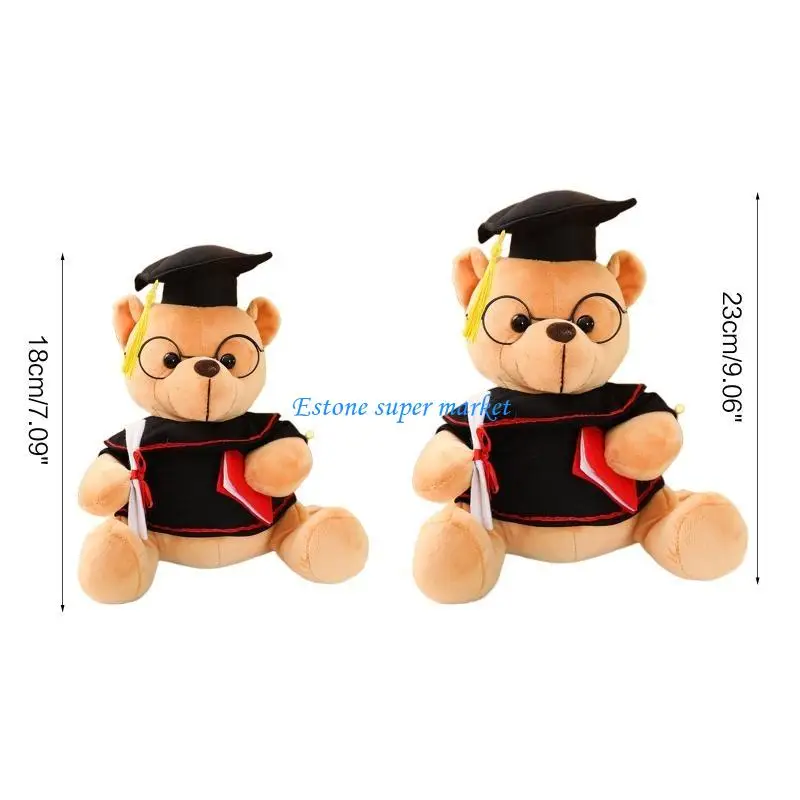 090B Sitting Academic Dress Bear Plush Stuffed Animal Hug Pillow for Girl Boy Favor