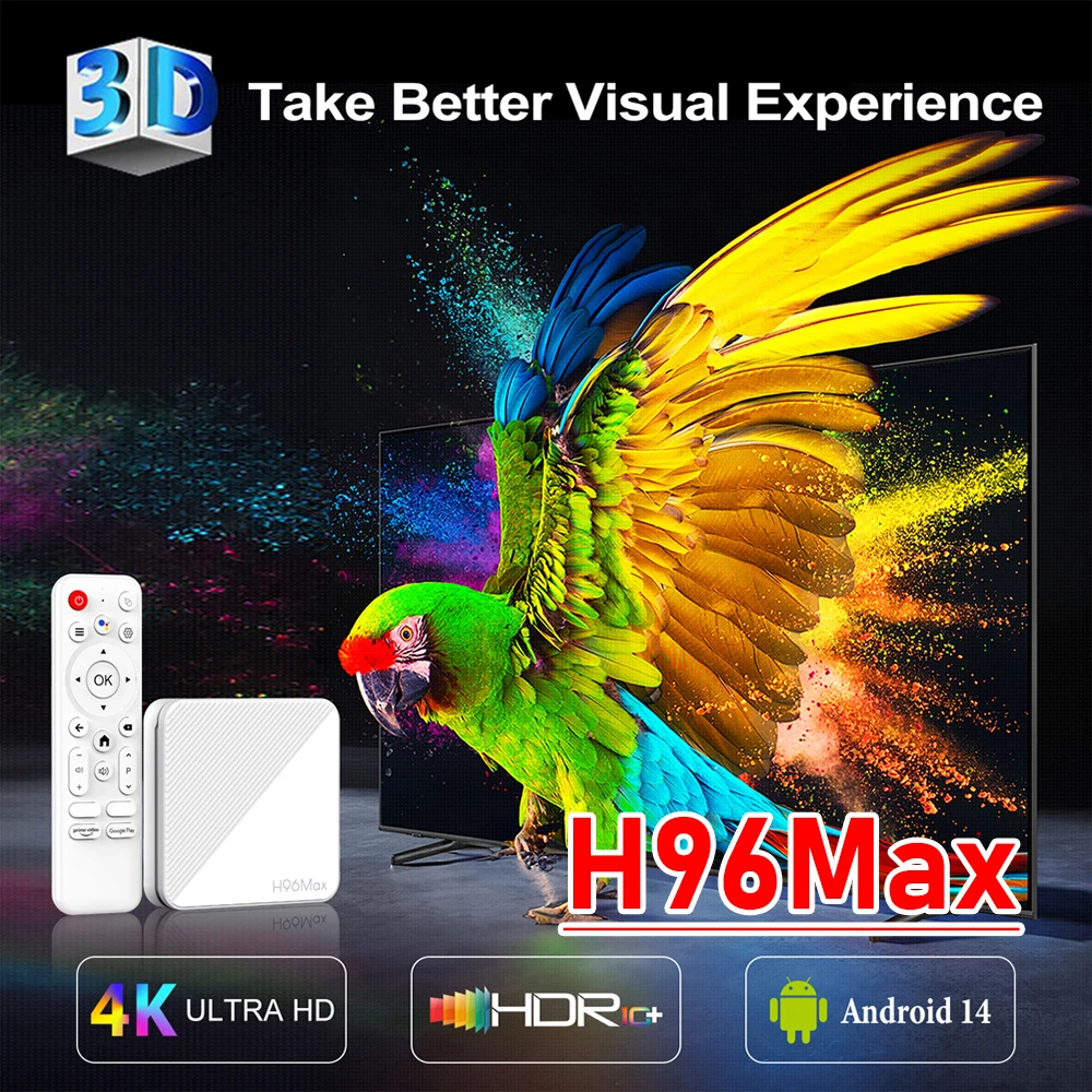 H96Max Smart TV Box 4K 2GB RAM 8GB/16GB ROM Set Top Box Android 14.0 WiFi BT Quad Core HD Media Player Android TV Box