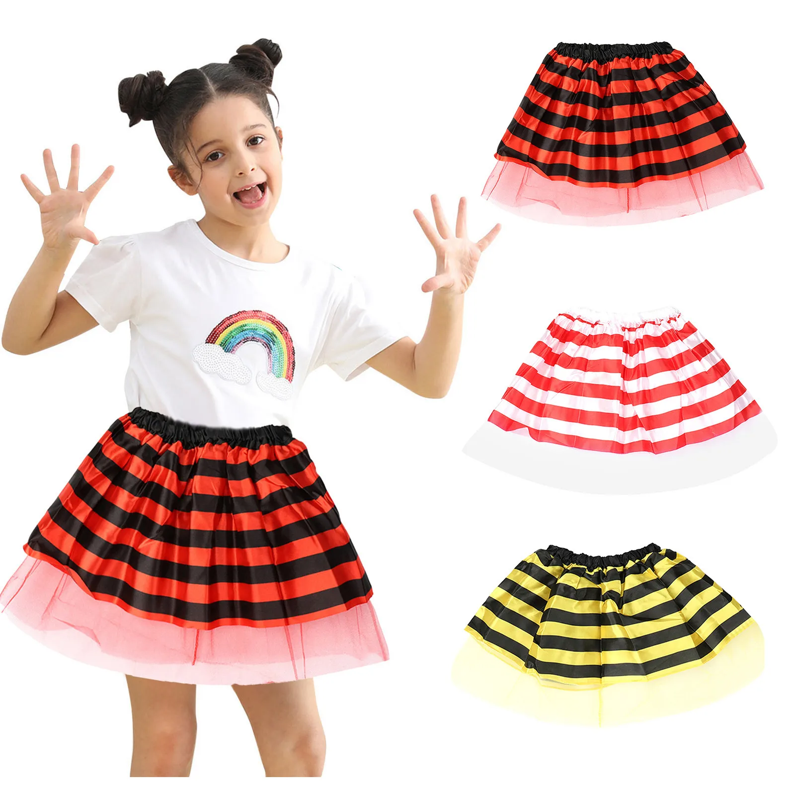 

Toddler Girls Rainbow Birthday Party Tutu Skirt Performance Skirt Striped Prints Cute Fashion Ballet Skirts for Toddler Girls