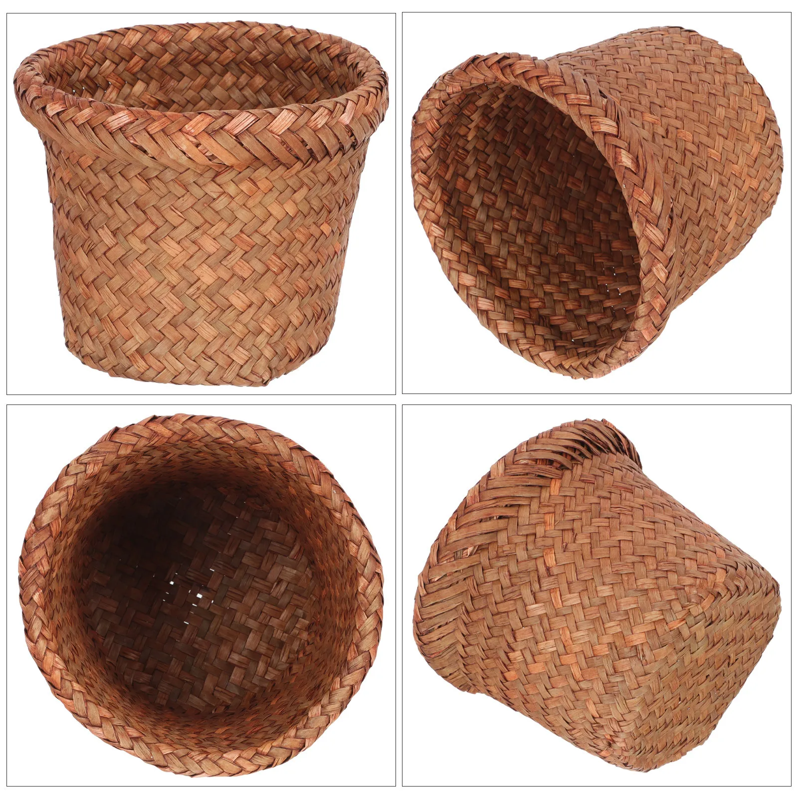

Trash Basket Woven Design Space-Saving Lightweight Household Room Decor Sturdy Wear-Resistant Floor Trash Can Home Accessory