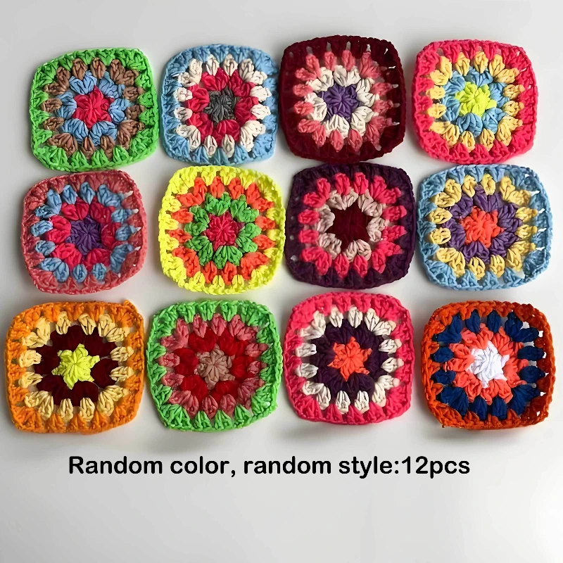 12pcs Handmade Hand Crochet Coasters 6cm Cup Mat Decorative Placemats Set Photo Props Random Color