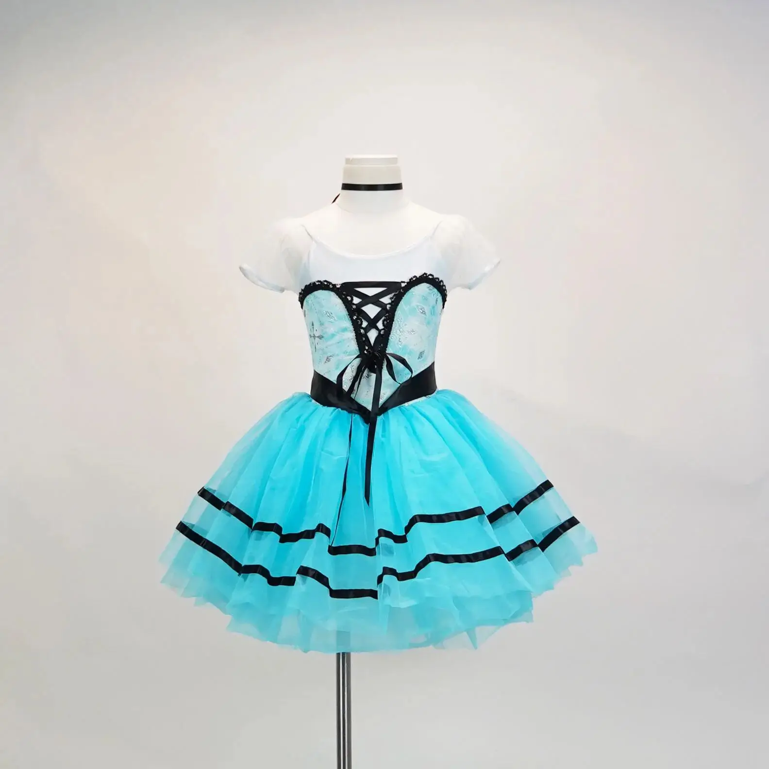 Girl Or Women Blue Ballet Tutu Dance Costume For Competitions - Giselle Bell Shaped Long Tulle Puff Dress