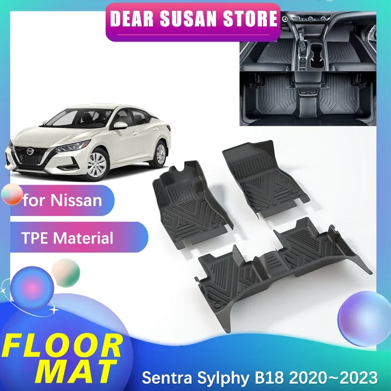 

Car Floor Mat for Nissan Sentra Sylphy B18 2020~2023 2021 2022 Panel Foot TPE Liner Carpet Pad Custom Cover Rug Part Accessories