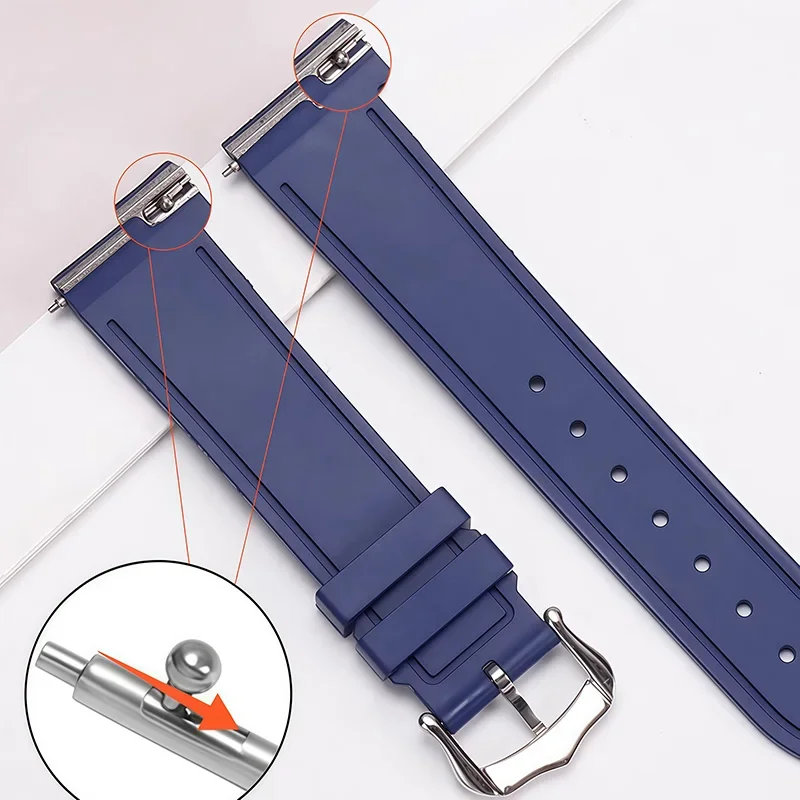 Quick release watchband 17.5mmFor Cartier Santos Dumont series colour Fluorine rubber Strap lady's Pin buckle dustproof bracele