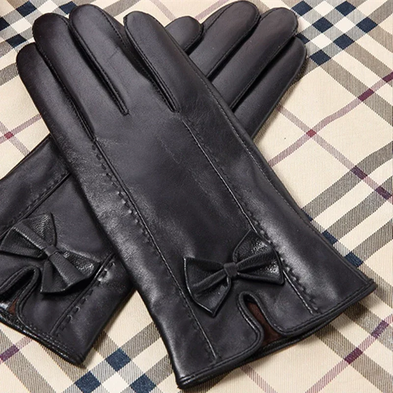 

for Women Chic Genuine Sheepskin Leather Gloves Ideal Touchscreen Use Driving,Cycling,Motorcycle Riding, and Dressy Occasions