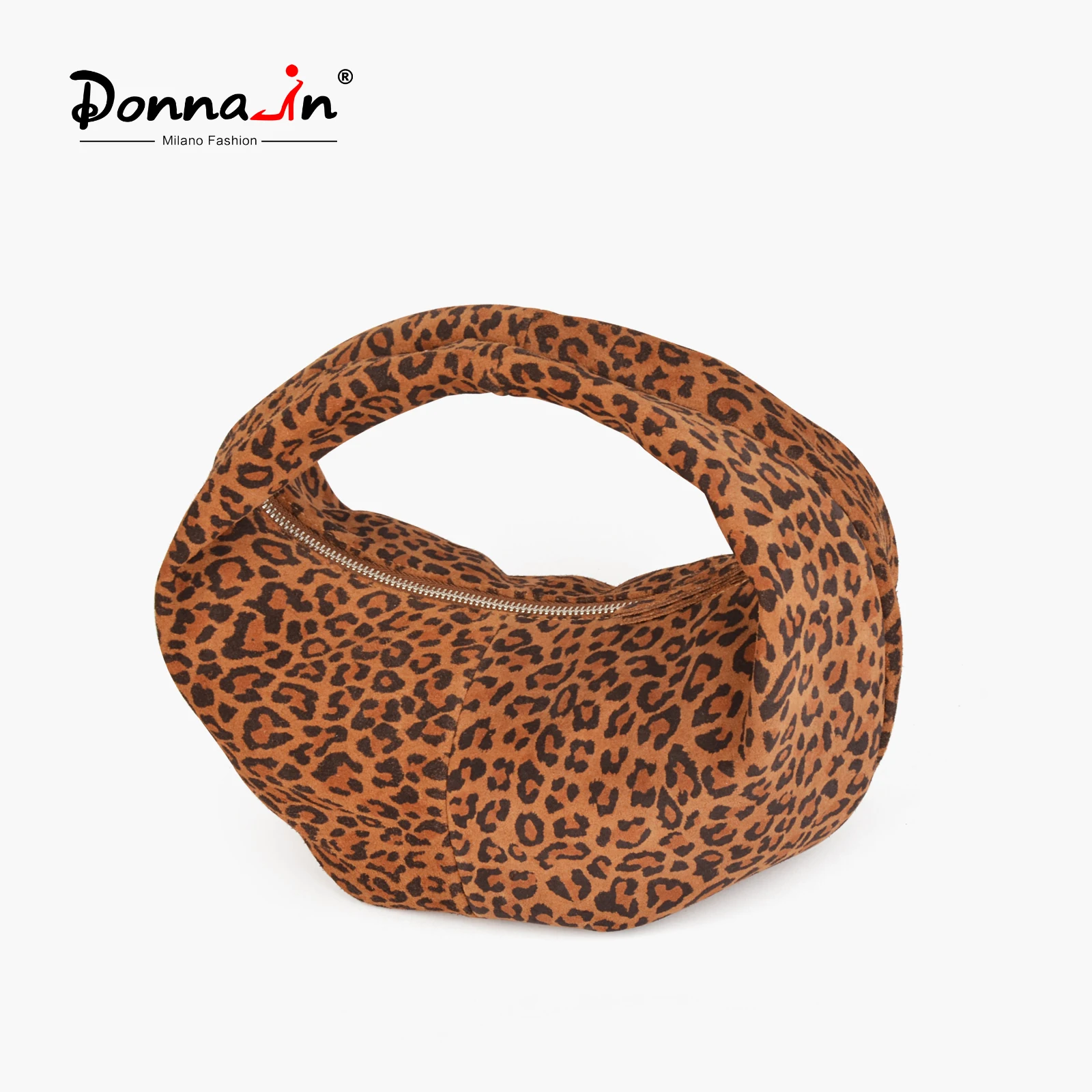 

Женская сумка-хобо Donna-in из замши с леопардовым принтом, с рюшами и верхней ручкой, для повседневного и неформального использования