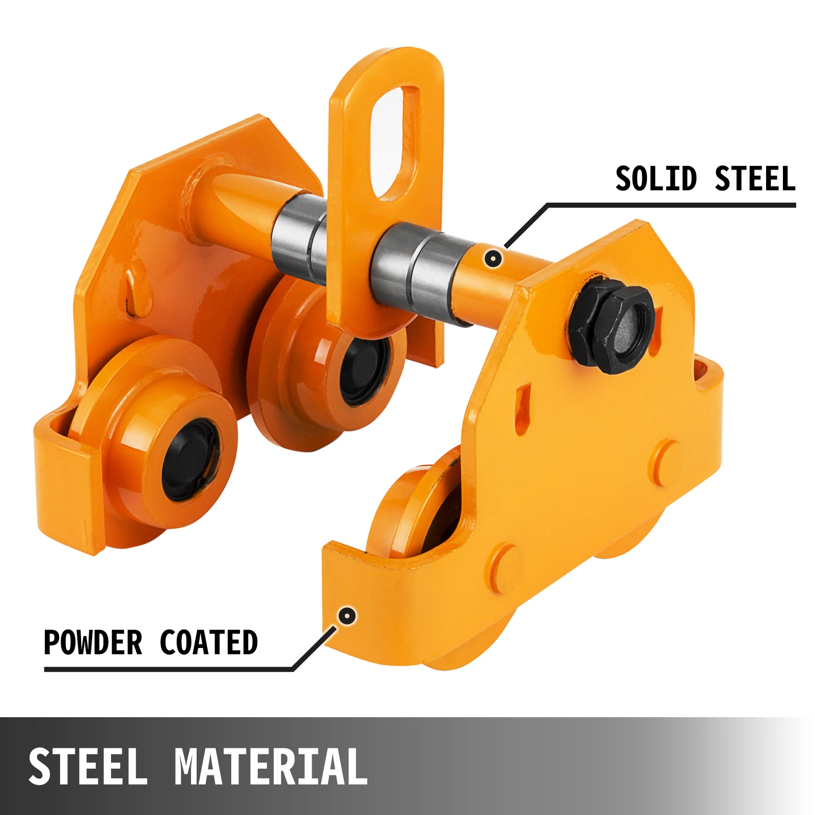 VEVOR Laufkatze 0,5Ton Lastkapazität Handfahrwerk Stahl 21,6 x 19,3 x 14,5 cm, 1100 LBS Rollfahrwerk Krankatze Schubbalkenwagen Manuelle Handkurbel