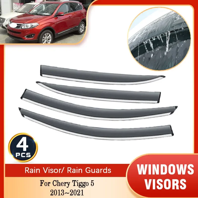 For Chery Tiggo 5 Cowin X5 Cowin 5 SUV DR6 EVO6 2013~2021 Car Vent Visors Rain protection Trim Frame Sticker Wind Deflectors