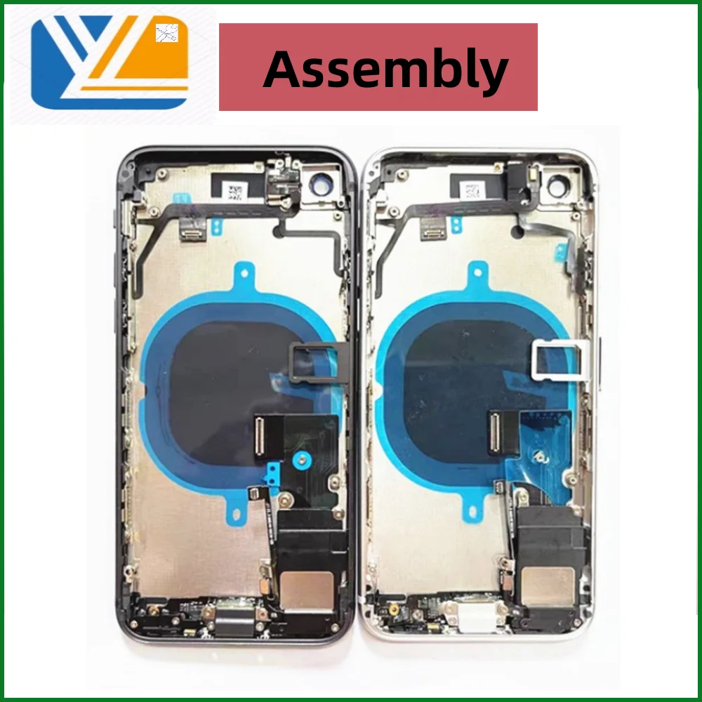 Dla iPhone 8 8 Plus tylna pokrywa baterii, środkowa obudowa, tacka na kartę SIM, instalacja kabla w miękkim etui, dla iPhone 8 8Plus obudowa obudowy