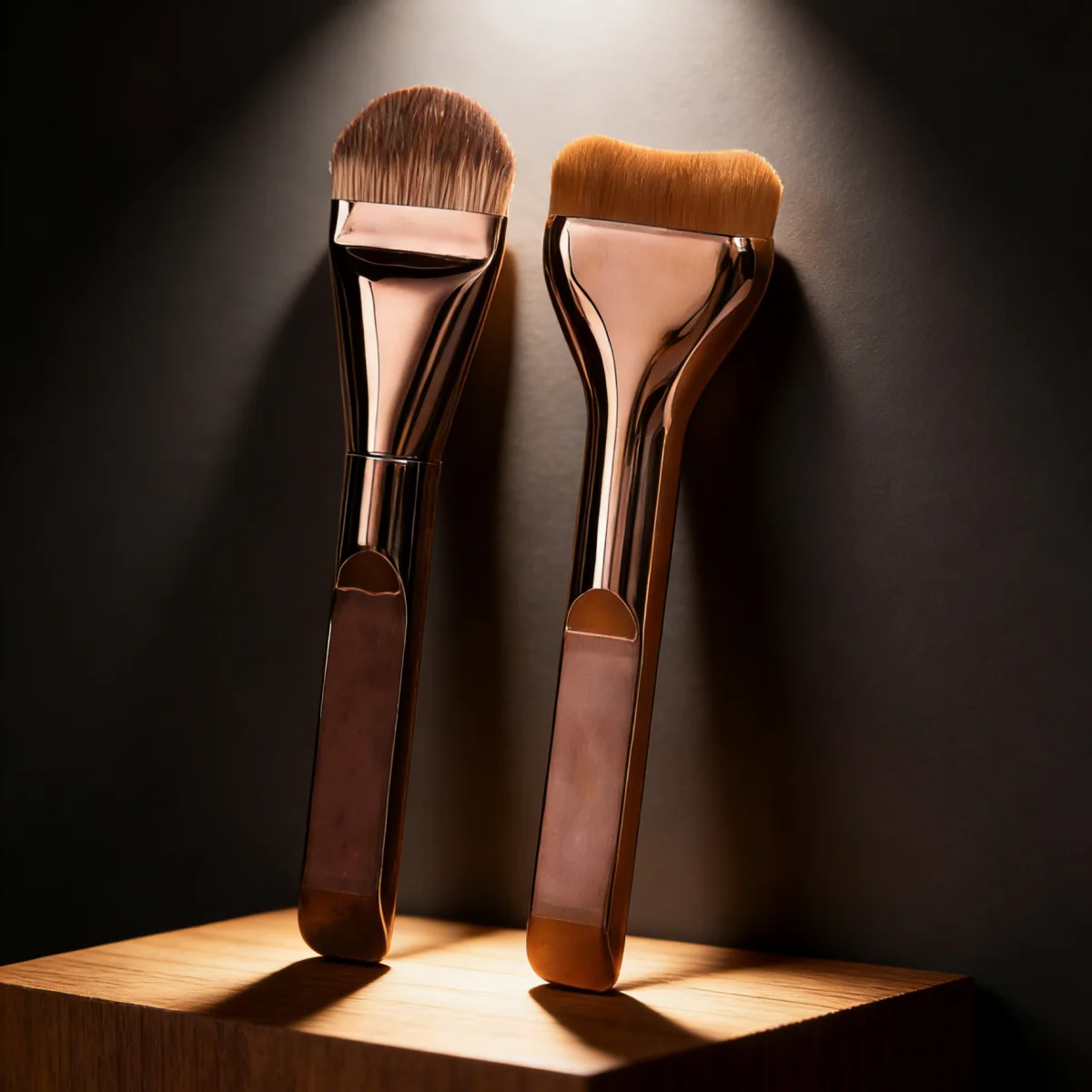 2 Stück Flachkopf-Softborsten-Foundation-Pinsel, Premium-Gefühl, Konturierungs-Make-up-Tool, Blush- und Foundation-Pinsel-Kombination