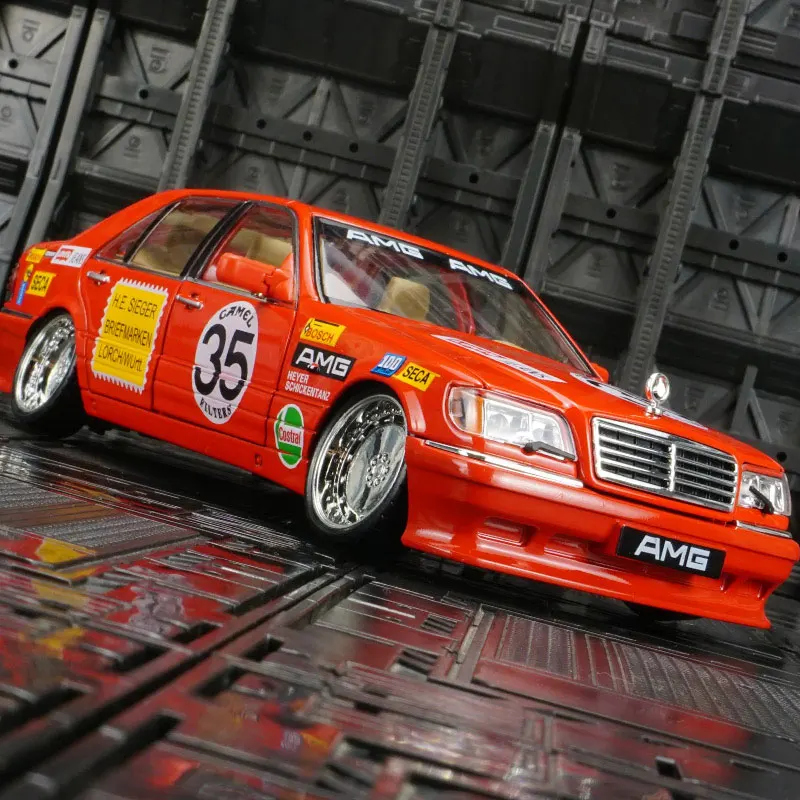 Mercedes Benz W140 320SEL coche antiguo modificado, modelo de aleación de Metal fundido a presión, luz de sonido, Colección Pull Back, regalos de juguete para niños, 1:24