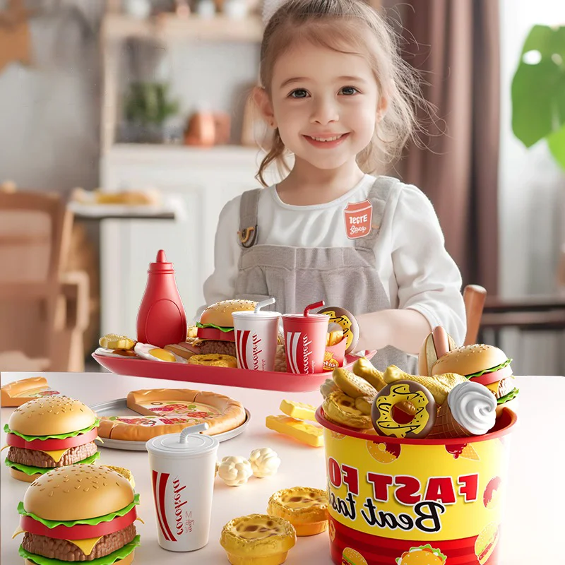 

Role-playing Fried Chicken, French Fries and Pizza Set. It's a simulation toy fast food suitable for girls. Also, it's an educat