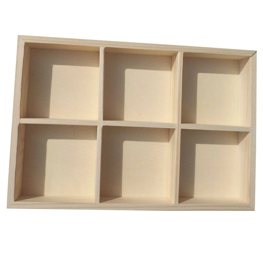 

Vanity Tray Wooden Storage Box Painting Tool Case Pigment Container Boxes Oil Pastel 6-grid Crayon Organizer