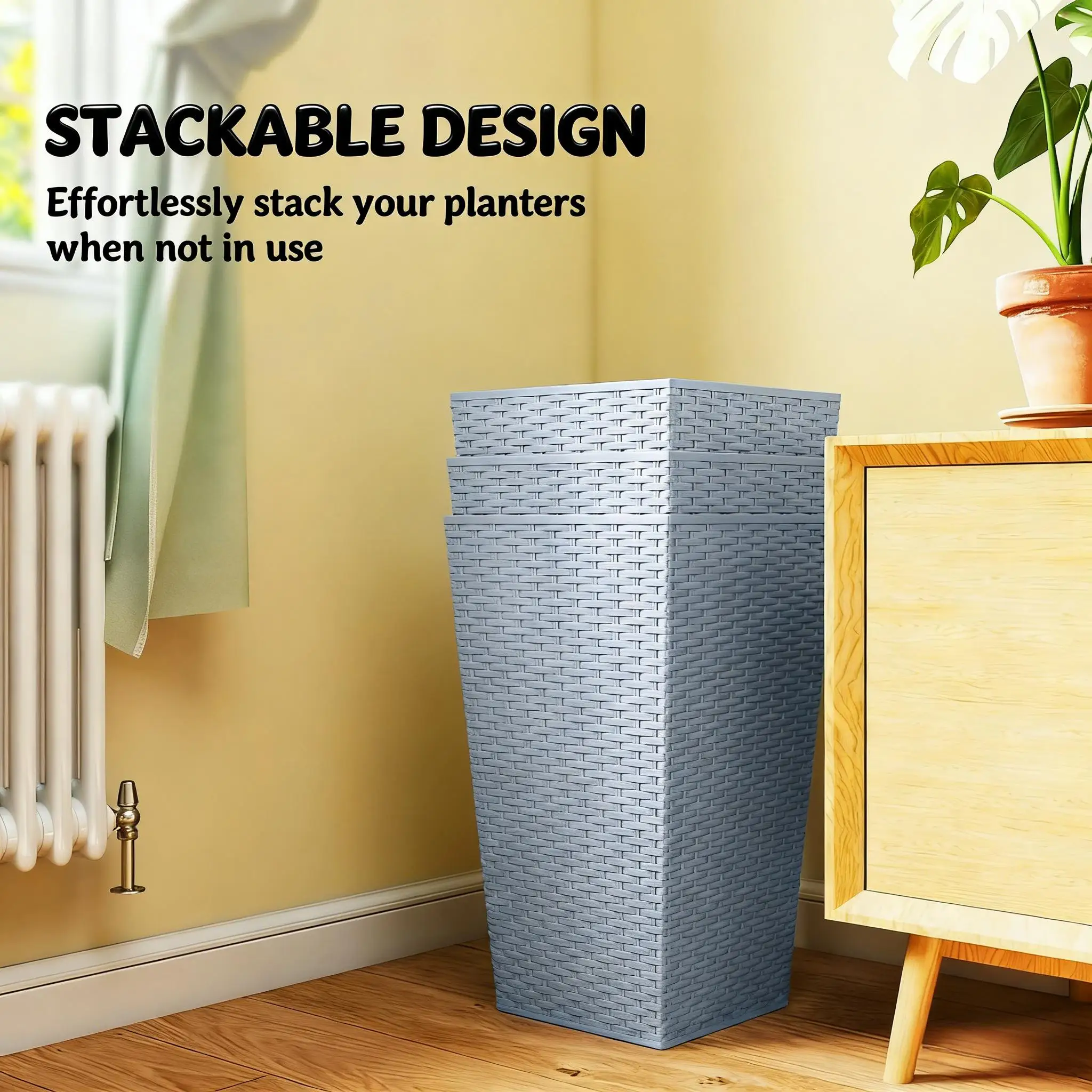 Plants Box Set of 3,Tall Planters Box,Plant Pots