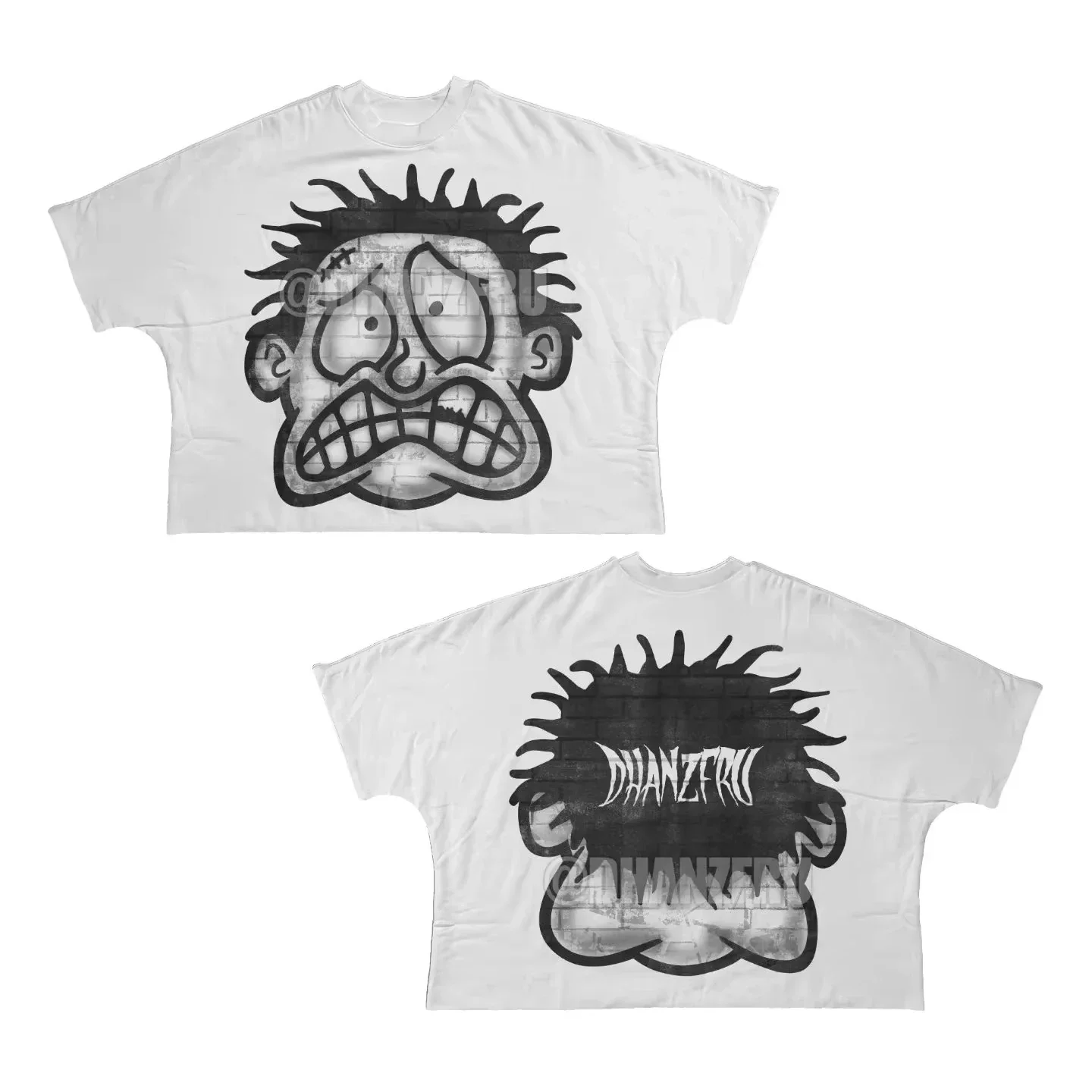 

Y2K с коротким рукавом для мужчин и женщин в стиле Харадзюку, готические персонажи мультфильмов, футболка большого размера с графическим принтом, хлопковые топы с заниженными рукавами в стиле хип-хоп