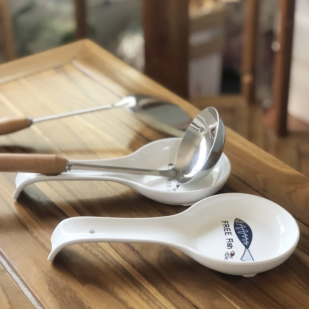 

Безопасная в использовании керамическая подставка для ложки, многофункциональный держатель для посуды, гладкая поверхность, декоративный настольный аксессуар для кухни, столовой