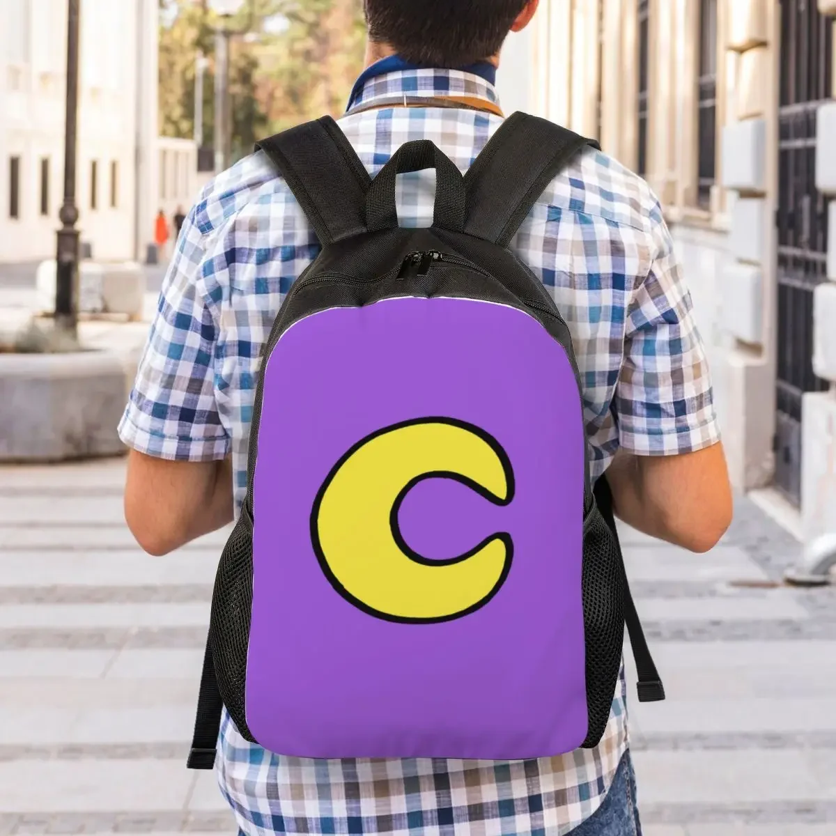 Custom Purple Smiling Big Mouth Cat Pendant Critters Laptop Backpack Women Men Bookbag for School College Student  Game Bag