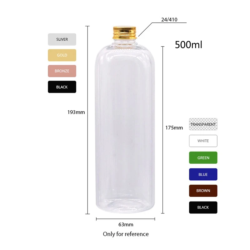 12pcs 300ml 400ml 500ml Empty Plastic Bottles Silver Gold Black Bronze Aluminum Screw Cap Shampoo Washing Liquid Soap Lotion