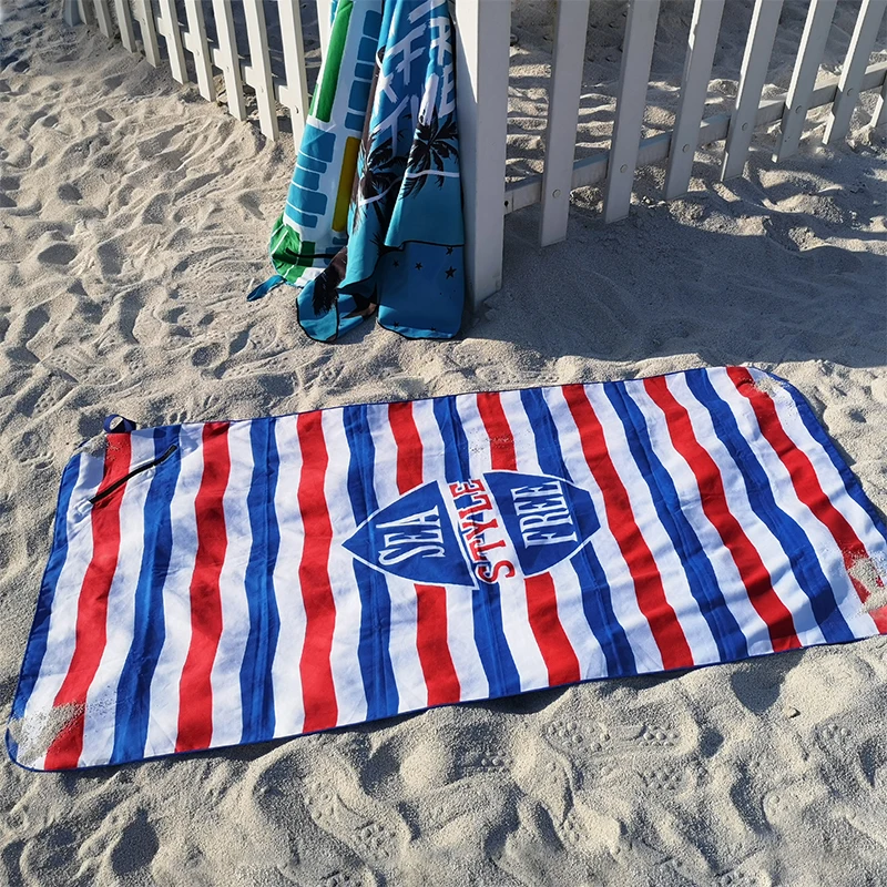 extra large beach towel microfiber printed waffle weave swimming