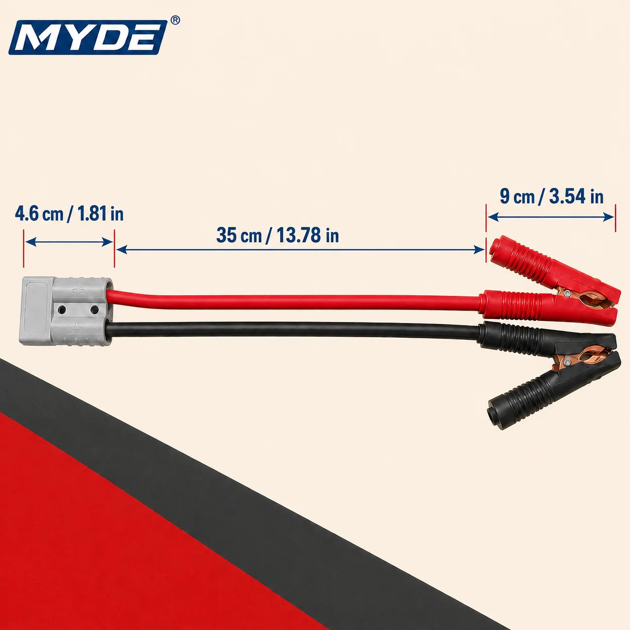 8AWG 10AWG Batterie-Krokodilklemmenkabel 40cm Vollisoliert für Auto, LKW, Wohnmobil, Solarstrom-Wechselrichter – Detail 3