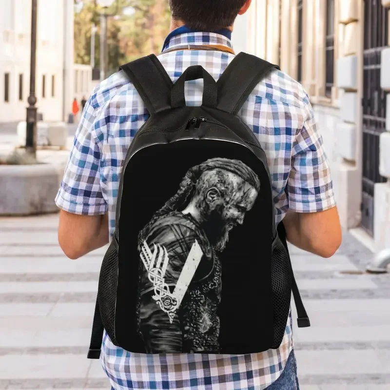 Custom  Ragnar Lothbrok Vikings Backpacks Viking Hero Warrior College School Travel Bags Men Women Bookbag Fits 15 Inch Laptop