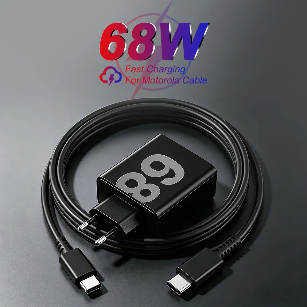 NEUES Original 68W Motorola Ladegerät USB C Typ-C Schnellladegeräte für Motorola Telefonadapter 68W Schnellladekabel Zubehör
