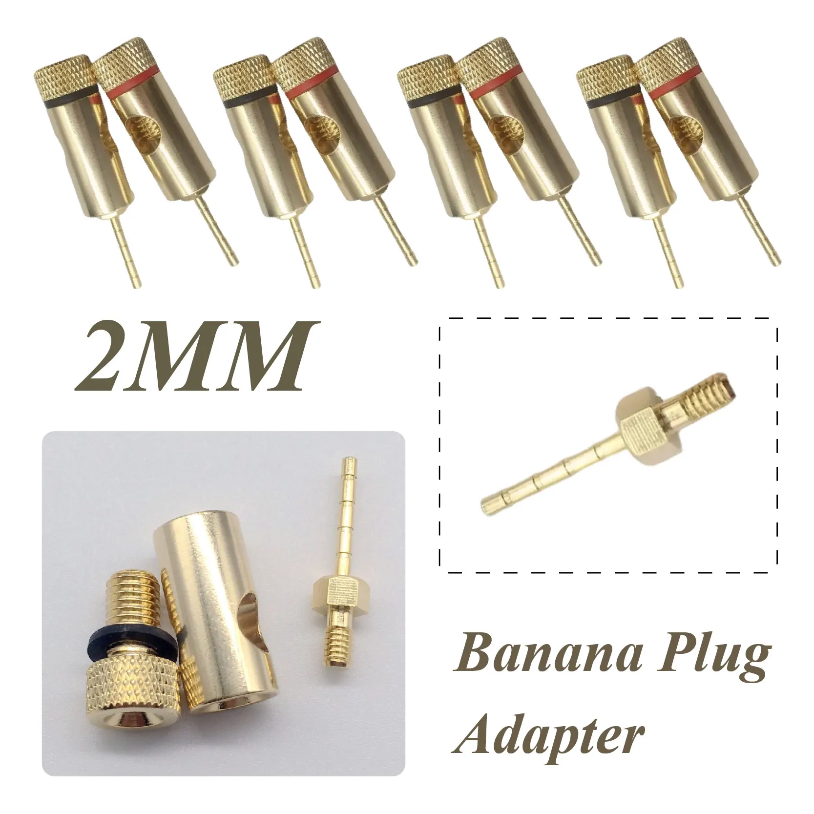 

Banana Plug Terminals Gold Plated Copper 2mm Pin Plug Adapter Speaker Connector